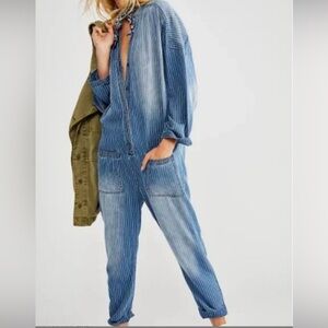 NWT FREE PEOPLE x SANDRINE ROSE KIMONO JUMPSUIT WASHED STRIPE JUMPSUIT